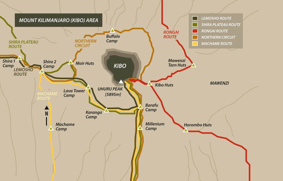 Kilimanjaro Climbing Routes and Maps